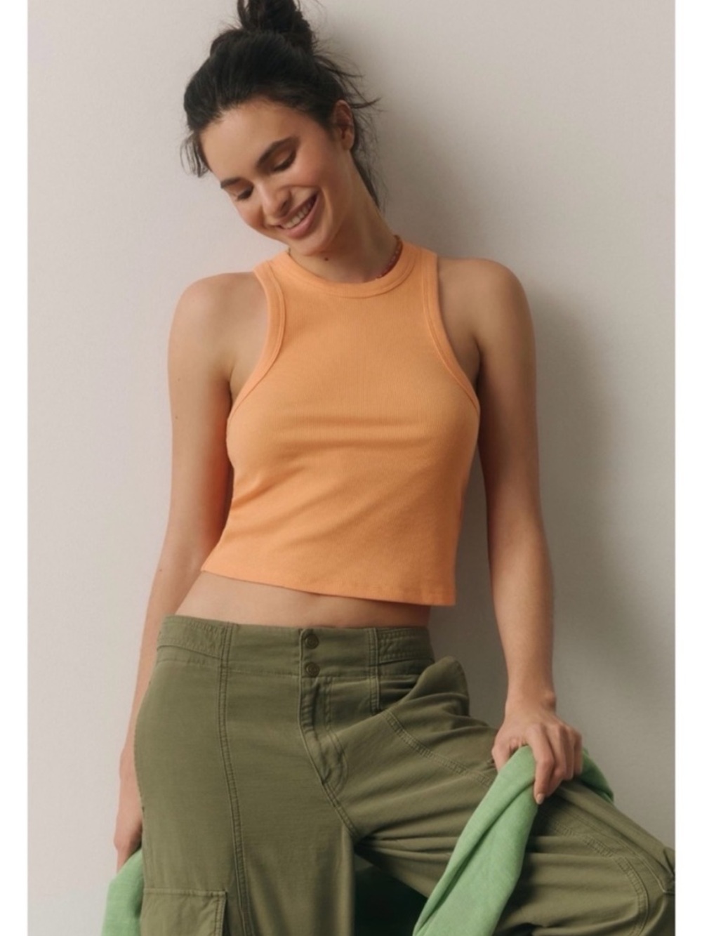 Anthropologie MAUVE The Blair Baby Tee Sleeveless Cropped Racerback Peach Small